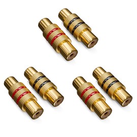 deleyCON 6 x RCA Coupler as a Set, 3 x Black, 3 x Red, Audio Video Adapter, RCA Female to RCA Female, 2 x RCA Female Connector
