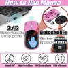 HuGuWdy Pink Wireless Mouse，2.4G Wireless Car Mouse with USB Reciver