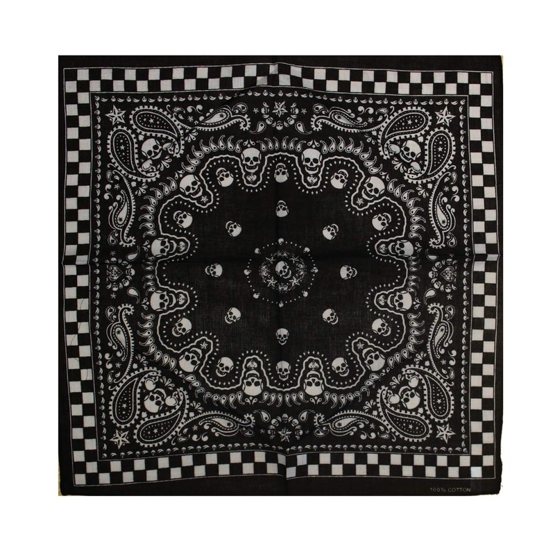 Zac's Alter Ego Skull & Paisley Bandana/Face Mask with Chessboard