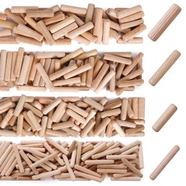150Pcs Wooden Dowel Pins Kit 1/4" x 1-3/16 Inch Small Fluted Wood Dowels Pegs Hardwood Pin for Furniture Woodworking Crafts, Furniture, Door, DIY