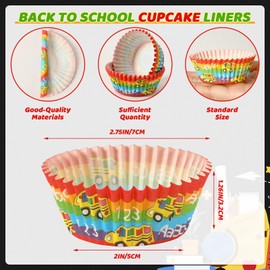 SANNIX 450-Count Welcome Back To School Cupcake Liners Baking Cups Cupcake Wrappers Paper Wraps Muffin Liners for First Day of School Gifts Prize School Candy Cupcake Decorations Supplies (9 Designs)