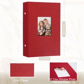 Miaikoe Photo Album 6x4 300 Pockets Slip in Large Capacity Album for Family Wedding Anniversary Linen Album Book Holds 300 Horizontal 10x15cm Photos(300 Pockets, Red)