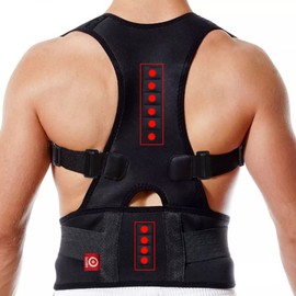 Ducomi Royal Adjustable Magnetic Shoulder Strap Posture Corrector for Men and Women, Posture Corrector with 12 Magnets 800 Gauss (Black, XL)