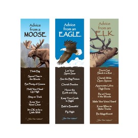Your True Nature Advice from Nature 3 Bookmark Majestic Animals Set, Laminated with Glossy Finish, Printed on Recycled Paper - Moose, Elk, Eagle - Majestic Animals Set (AMBM-MAGANM)