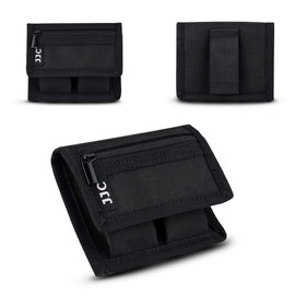 Camera Battery Pouch Holder Case for 2 PCS Sony NP-F550 NP-FW50 NP-FZ100 NP-BX1 Canon LP-E6 LP-E8 LP-E10 LP-E12 LP-E17 Fuji NP-W126 Nikon EN-EL14 EN-EL15 with Zipped Pocket to Store SD TF XQD CF Cards