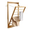 GRISSHMO Clothes Drying Rack, Foldable Bamboo Wall Mounted Laundry Rack