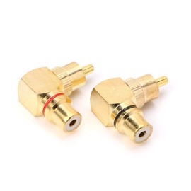 2Pcs 90 Degree RCA Adapter,Gold-Plated Right Angle Connector Male to Female Audio Adapter
