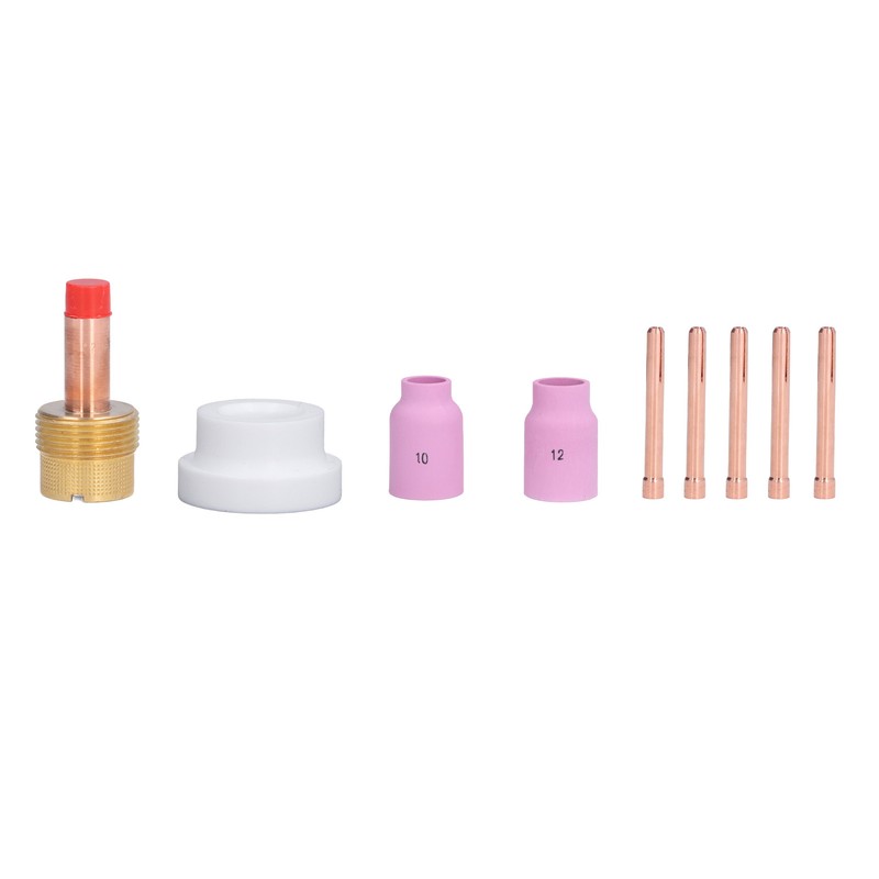 9Pcs/Set TIG Gas Lens Collets Body Brass Nozzle Ceramic Cup