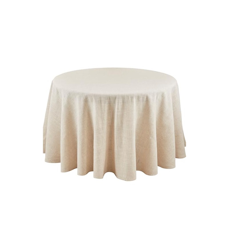 SARO LIFESTYLE Poly and Linen Blend Toscana Tablecloth with Hemstitch