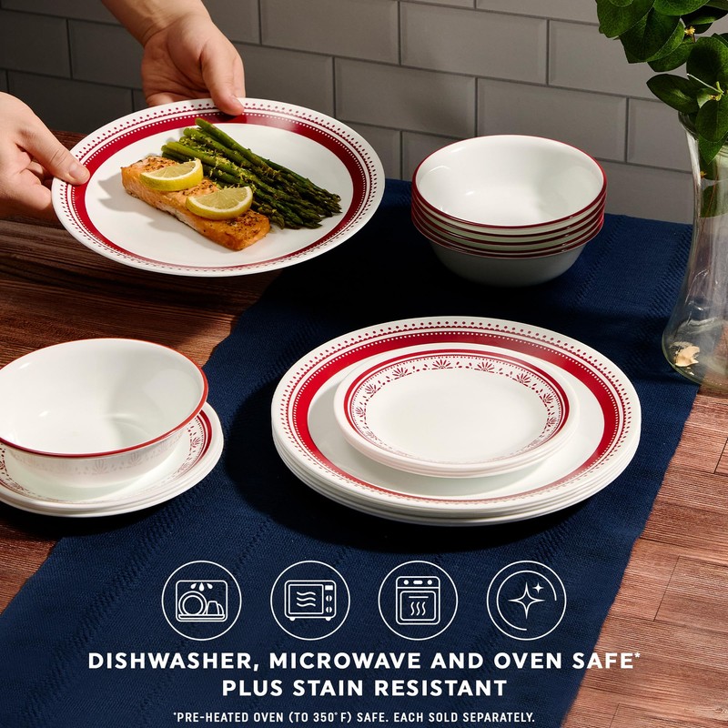 Corelle Everyday 18-PC Dinnerware Set Service for 6, Durable and