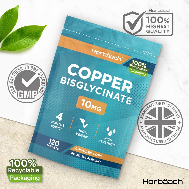 Copper Bisglycinate 10mg | Chelated Form | High Strength Copper