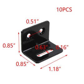 T Tulead Stainless Steel Shelf Bracket Right Angle Table Top Fasteners Black Corner Braces 1.18"×0.85"×0.85", 10PCS with Screws (Transverse Hole)