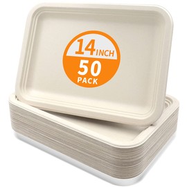 Celel 50 Pack 14 inch Disposable Food Trays Crawfish Trays, Large Paper Plates 14 inch Large Disposable Plates for Seafood Boil, BBQ, Dessert, Crawfish Boil Party Supplies