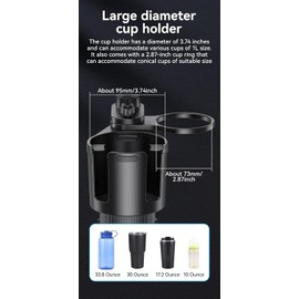 Soporte para teléfono de coche con soporte para vasos, 2 en 1, expansor universal de vaso con base ajustable con soporte para teléfono, brazo largo ajustable con soporte para vasos de rotación de 360°