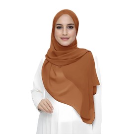 Premium Chiffon Hijab Head Scarf Shawl Wrap for Muslim Women Lightweight (Copper)