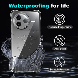 Fhyeugfy for Xiaomi Poco F7 Pro Case with [2 Pack] Tempered Glass Screen Protector, Clear TPU,Reinforced Corner Shockproof, Anti-Scratch