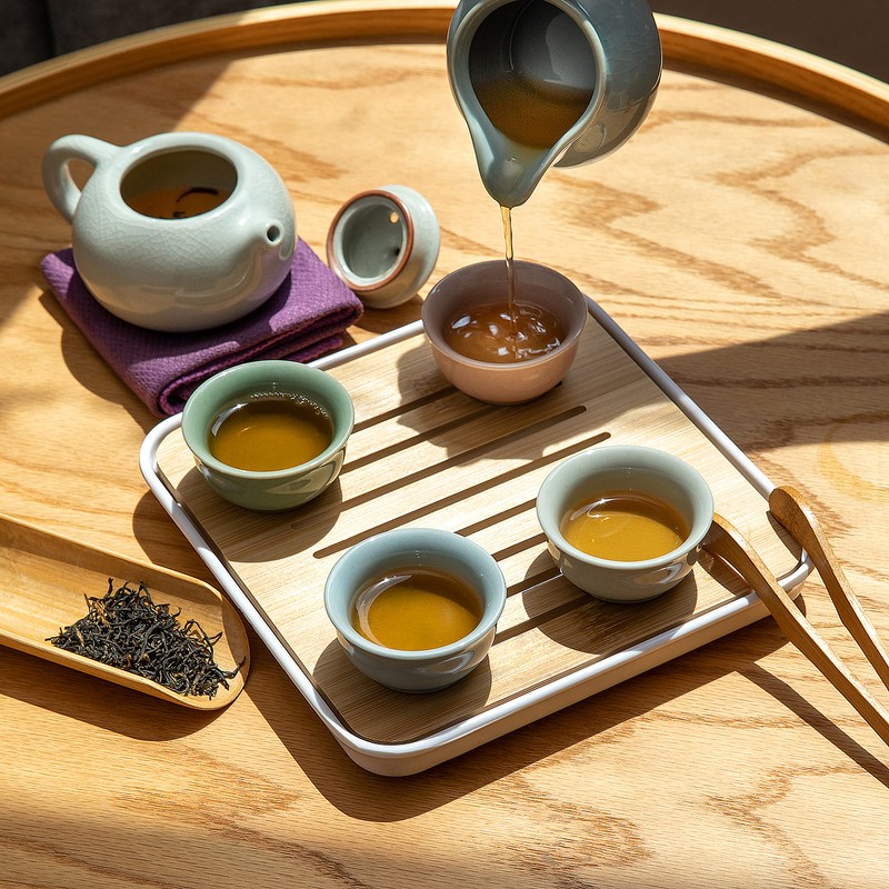 Ceramic Kungfu Tea Sets 12 Piece,Mini Protable Travel Tea Set