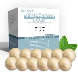 12 Pack Silverfish Repellent Indoor,Long-Lasting Indoor Insect & Rodent Repellent for Spider, Ant, Cockroach, Mouse, Silverfish - Natural, Safe for Pets & Kids, Powerful Peppermint Oil (Ball)