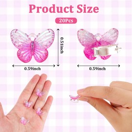Amariver Mini Butterfly Hair Clips Glitter 90s Accessories for Women 20Pcs Small Hair Clips Pink Accessories for Girls