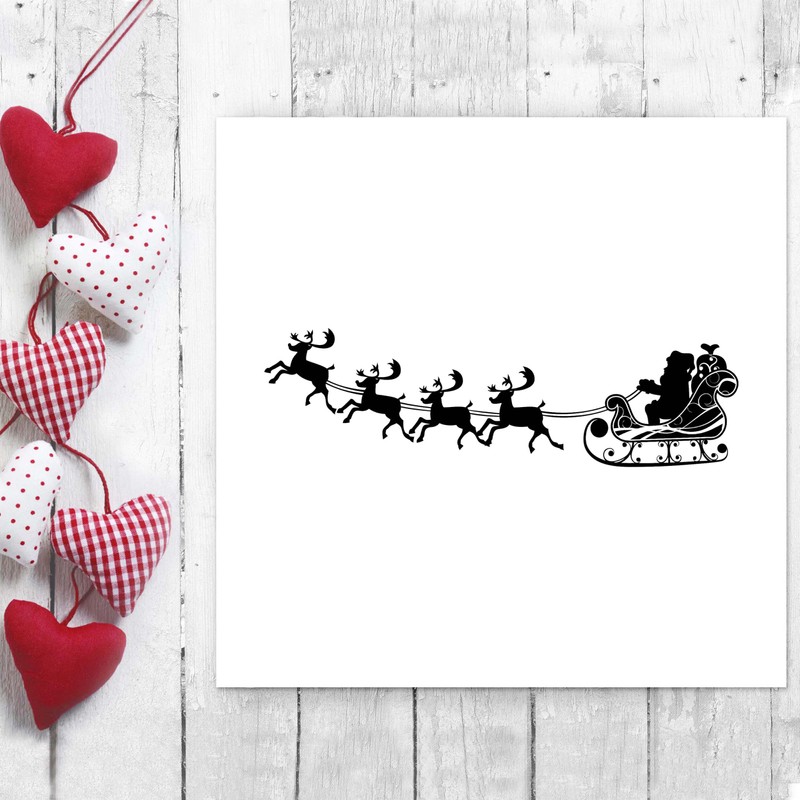 Newstamps Santa Claus with Sleigh Motif Stamp Made of Wood