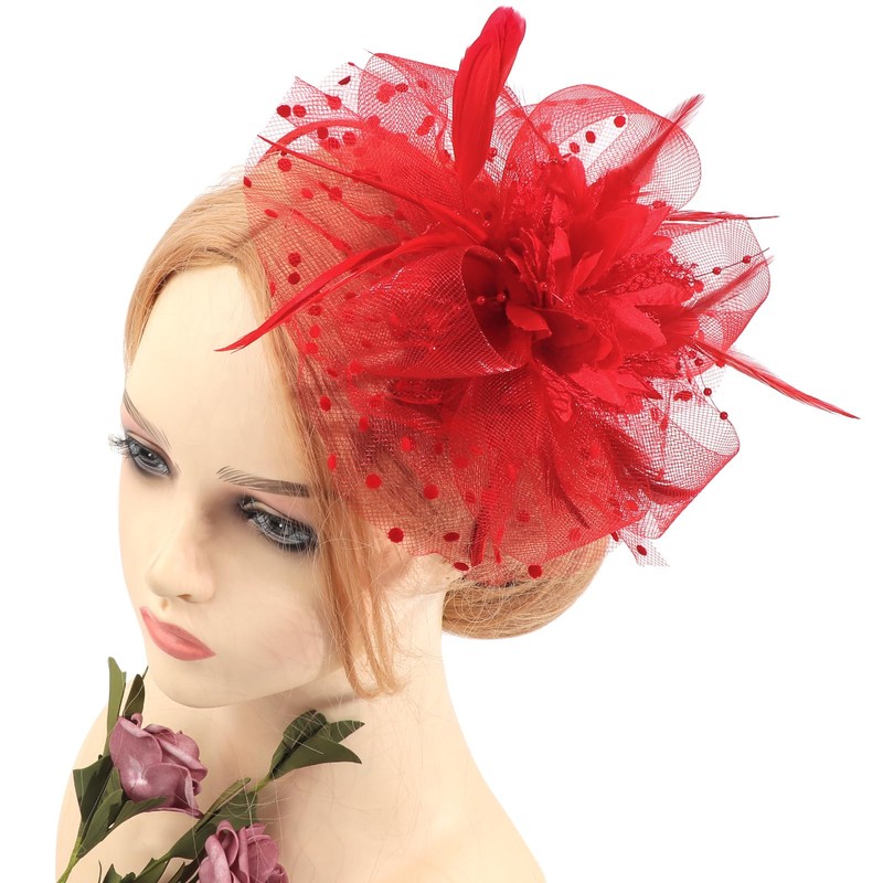DRESHOW Fascinators Hat Feather Headband Women's Fascinators Tea Party Headwear