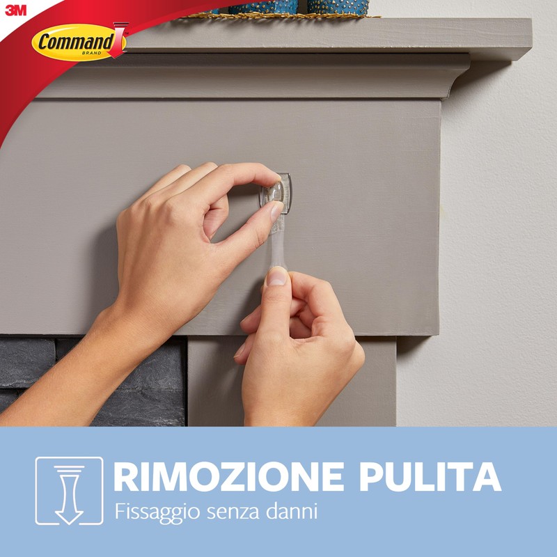 Command Mini Ganci Adesivi Trasparenti per Decorazioni Interne, 30 Ganci