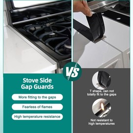 2+2Pack Stainless Steel Stove Gap Covers, Windspeed Stove Counter Gap Cover for Stove Gap Filler Gap Covers Between Stove and Counter Edge Gap Cover Length 13.8" to 27.6"