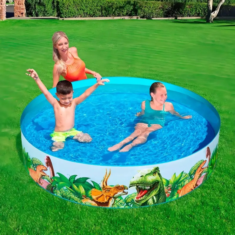Alberca Circular Infantil De Dinosaurios Grande De 244 Cm