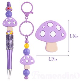 Framendino, 20 Pack Mushroom Silicone Focal Beads for Pens Cute Loose Spacer Bead Charm Flat Shaped Keychain Pen Bracelets Necklaces Crafts Making