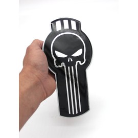 Generic Kenworth Bug Hood Grille Logo Emblem Badge Chrome Black Edition and Silver Skull 8"", 5656852