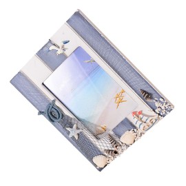 Levemolo 1Pc Mediterranean Theme Wooden Photo Frame Creative Nautical Picture Holder Desktop Photo Ornament for Home Decor Unique Beach Style Decor
