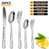 Vilihkc 20 piece Unique Pattern Design Silverware Set, Stainless Steel