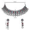 I Jewels Navratri Silver Oxidised Afghani Ghungroo Drop Choker Necklace