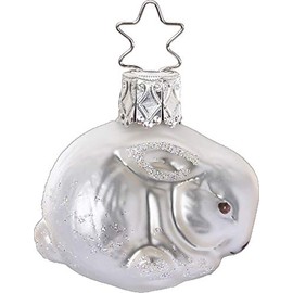 Inge-Glas Little Snow Bunny White Matte 10193S019 German Glass Christmas ORN