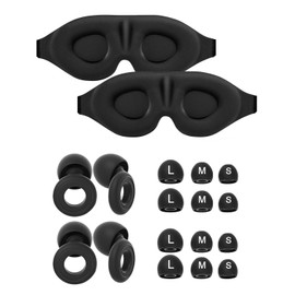 Wzenclave Kit 2pzs Antifaz para Dormir y 2 Pares Tapones Auditivos para Oídos Antifaz 3D 360° Oscuridad Total Tapones Espuma Viscoelástica Reducción Profunda de Ruido para Dormir Viajes y Oficina