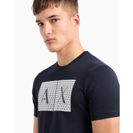 A|X ARMANI EXCHANGE mens Triangulation Crew Neck Tshirt T Shirt, Navy, X-Small US