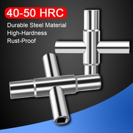 LWCUSNJ 4 Way Sillcock Key,2pcs Silver Water Key Steel Sillcock Wrench,Water Spigot Key for Valve,Faucet,Spigots,Hose Bib,1/4", 9/32", 5/16", 11/32"