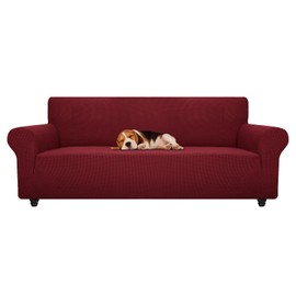ZNSAYOTX Stretch Oversized Couch Cover Universal Sofa Covers for Living Room Dogs Pet Furniture Protector Spandex Extra Large Sofa Slipcovers with Anti Slip Foam Sticks (Wine Red, XL Sofa)