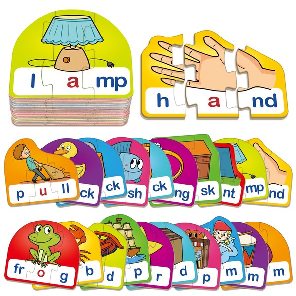 HugHush CVCC & CCVC Puzzle Cards for Kids,Phonics Games,Speech Therapy