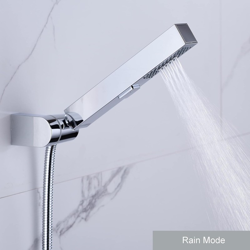 D-Soundwell Shower Head,White/Black,ABS Material,Bathroom 3 Function Square Shower Head with