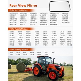 Wujexuhe 2 Pcs 3F260-53342 3F26053342 Rear View Mirror Fit for Kubota Tractors L4240HSTC L5740HSTC M8540DHC M6800SDT M4900DT M110XDC ME8200DHC B3000HSDCC Tractor Mirrors