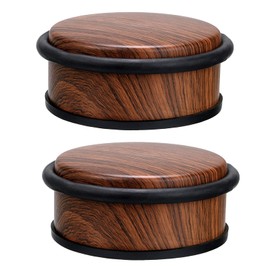 Sumnacon 2Pcs Heavy Duty Door Stoppers No Drill, Sturdy Stainless Steel Floor Door Stops with Anti-Skid Rubber - Decorative Metal Doorstops for Home Office Commercial Industrial, Woodgrain