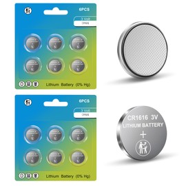 volkate CR1616 Battery, 12 Count Pack CR 1616 3V Lithium Battery for Car Remote, 1616 Batteries for Watch, Car Key Fob, Remote Control