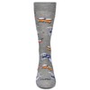 MeMoi Men's Embroidered Drums Rayon Crew Socks Med Gray Heather