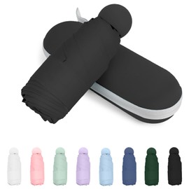Trenovo Travel Umbrella Compact Umbrella, Pocket Mini Umbrella for Purse UV Umbrella, Portable Small Umbrella for Backpack Umbrellas for Rain, Sun Umbrella with Case Folding Umbrella for Women Kids Black