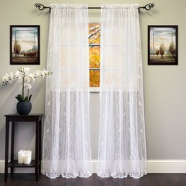 Sweet Home Collection Window Curtains Treatment Panel 63" or 84" Long in Stylish and Unique Patterns and Designs for All Home Décor Songbird White