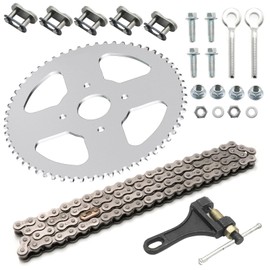 ZUDKSUY Mini Bike Chain Sprocket Kit 60T Rear Sprocket 90 Link 420 Chain, Replacement for Baja Motorsports MB165 MB200 196cc 200cc 6.5HP, Replacement for Coleman BT200X CT200U-EX CT200U 60 Tooth