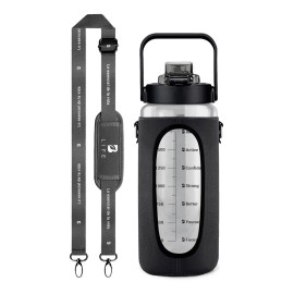 B Life Botella De Agua De 2 Lt Con Funda Policloropreno Motivacional Color Negro