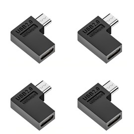 chenyang 4 Pack USB C to Micro USB Adapter, Micro USB Male to USB C Female 90 Degree Left Angled Converter Port Adapter Supports Charging Data Sync