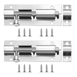 bituocs Door Lock, Gate Bolt Stainless Steel, Gate Latch Sliding Bolt, Lock with Screws for Bathroom Door Lock Loft Hatch Catch Window Furniture Pet Gate Lock (2, 4.5 Inch)